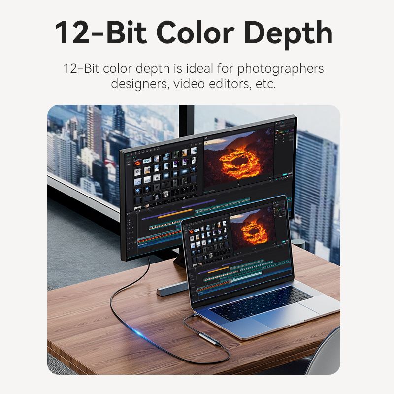 Vention Cotton Braided USB-C to HDMI™ 8K Converter 0.25M Black Zinc Alloy Type
