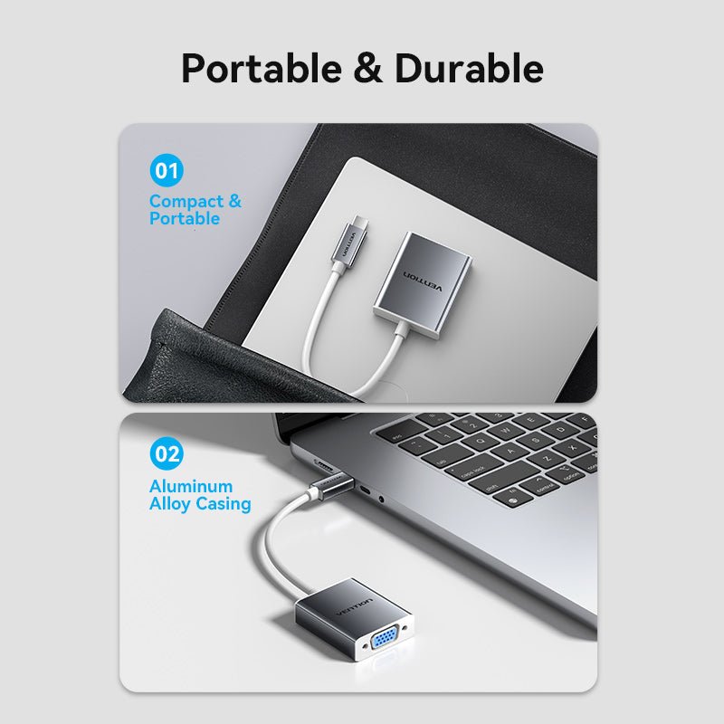 USB-C to VGA Converter 0.15M Silver Aluminium Alloy Type