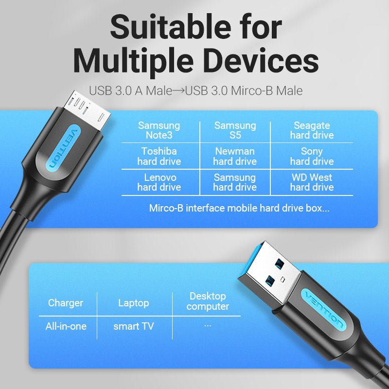 Vention USB 3.0 A Male to Micro-B  Male  Cable PVC Type