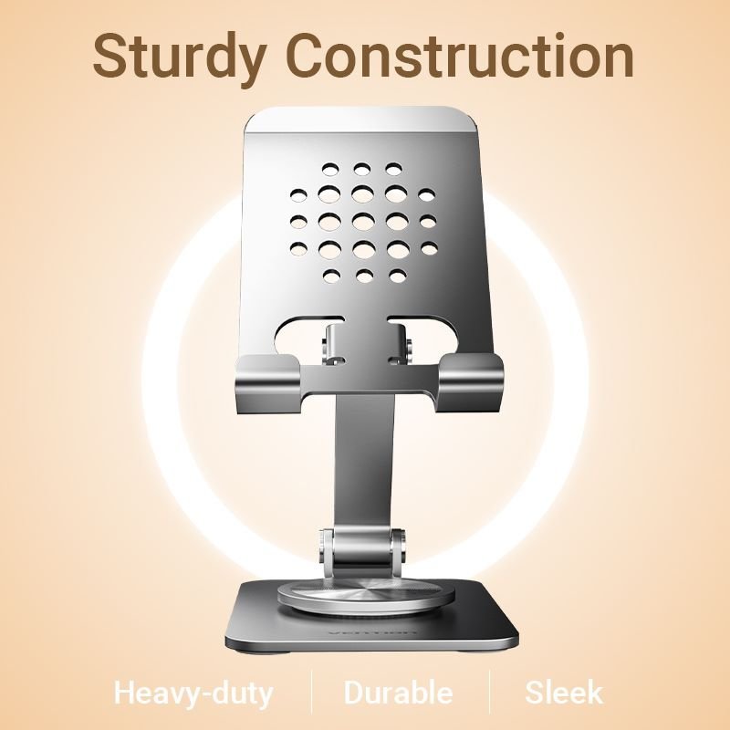Vention Articulating Desk Phone Stand with 360° Rotatable Base Gray Aluminium Alloy Type