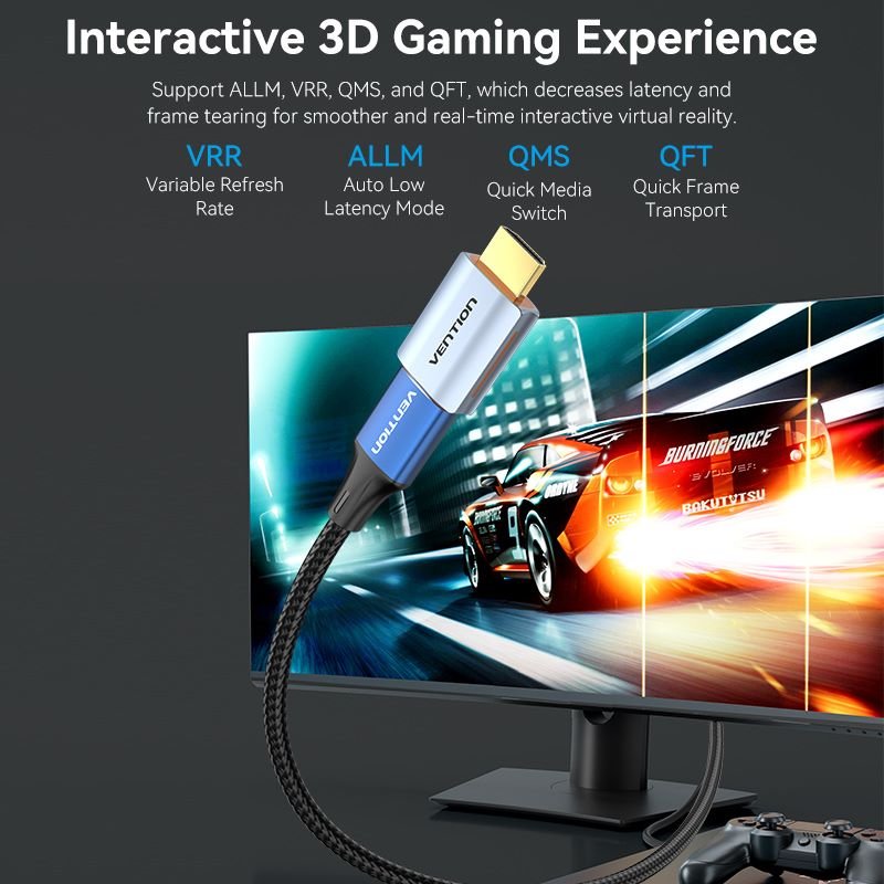 Vention HDMI™ Male to Female 8K Adapter Gray Aluminum Alloy Type