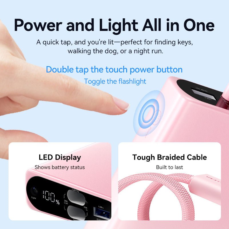 Vention 10000mAh Power Bank (USB-C + Lightning + USB-A) 22.5W LED Display Type