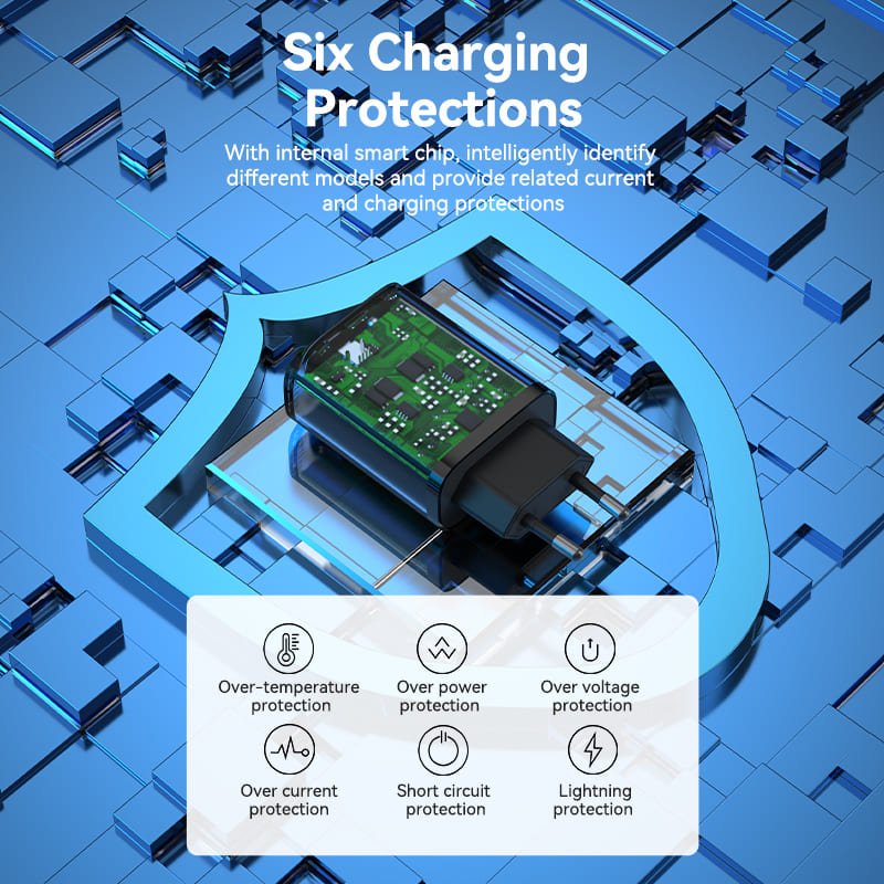 Vention 2-port USB(A+C) Wall Charger (18W+20W) EU-Plug Black