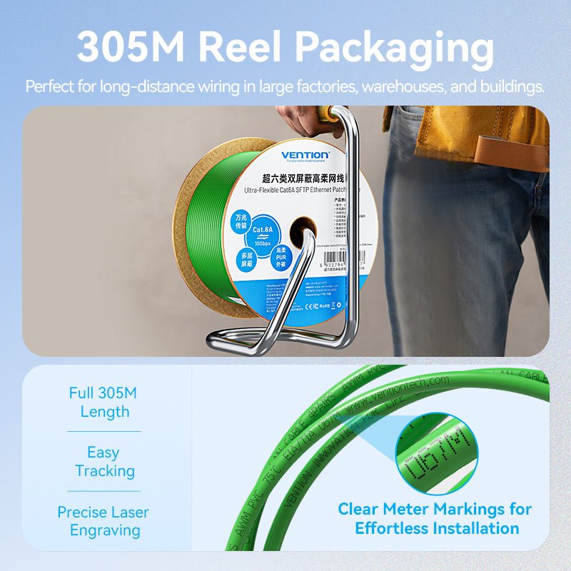 Vention Ultra-Flexible Cat6A SFTP Ethernet Patch Cable