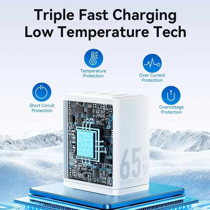 Vention 3-Port USB (C+C+A) GaN Charger (65W/65W/60W) EU-Plug