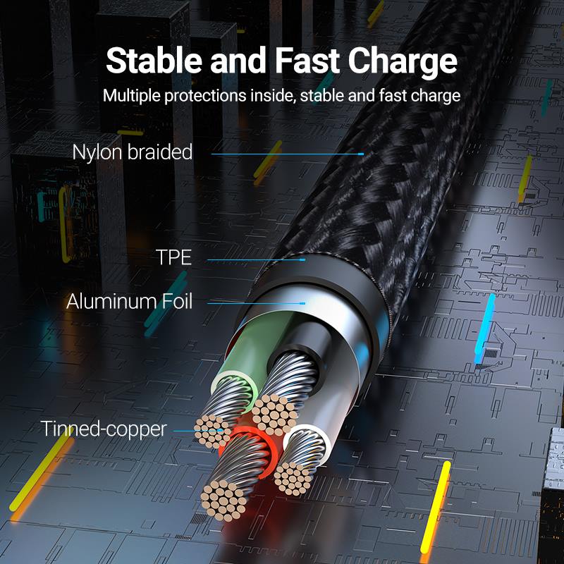 USB 2.0 A Male to Micro-B Male Right Angle 3A Cable 0.25/0.5/1/1.5/2/3M Gray Aluminum Alloy Type