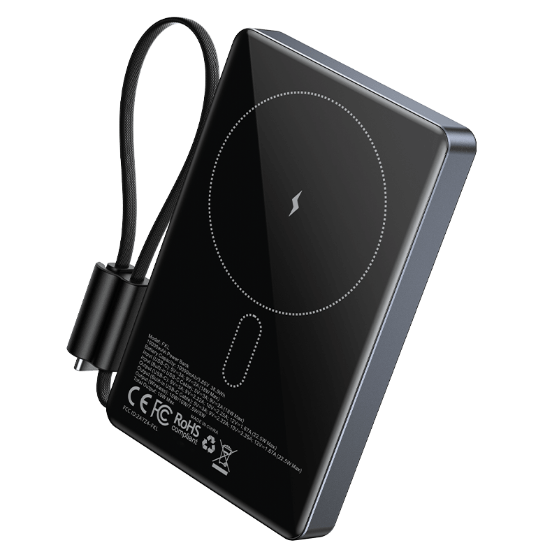 Vention Ultra-Vention Slim 10000mAh Magnetic Wireless Power Bank (USB-C + USB-C) 15W Gray TFT Display Type