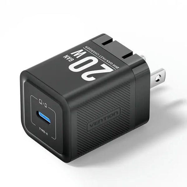Vention 1-Port USB-C GaN Charger (20W) US-Plug Black