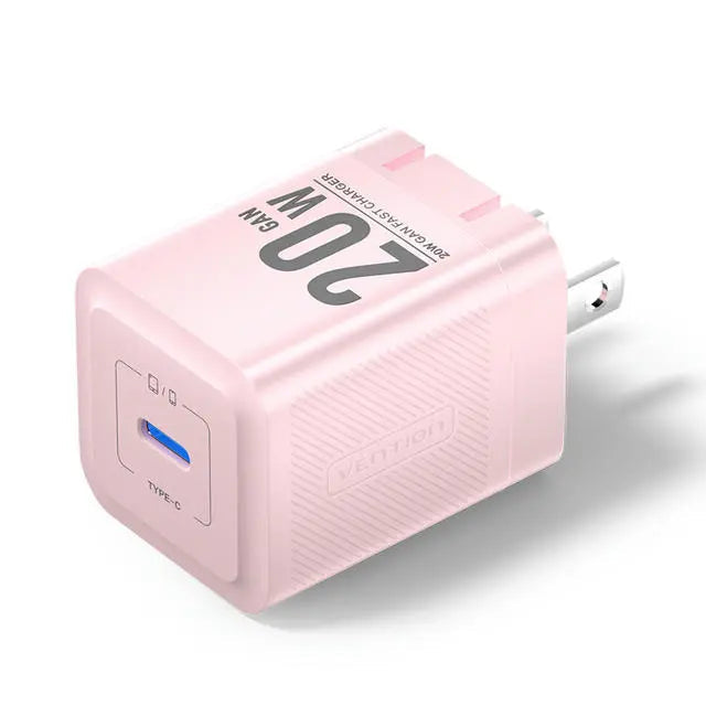 Vention 1-Port USB-C GaN Charger (20W) US-Plug Black