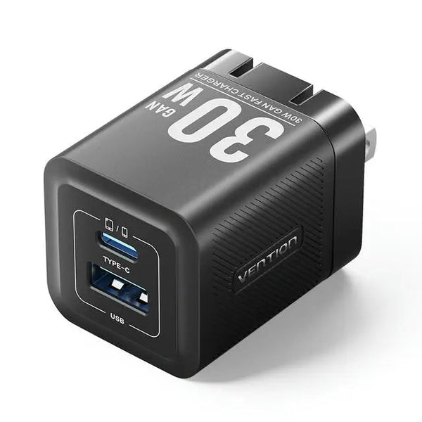 Vention 2-Port USB (C + A) GaN Charger (30W/30W) US Plug
