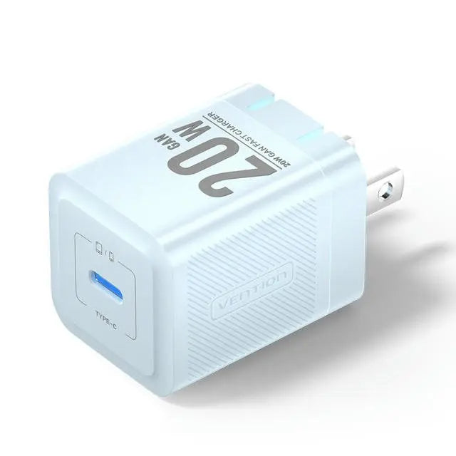Vention 1-Port USB-C GaN Charger (20W) US-Plug Black