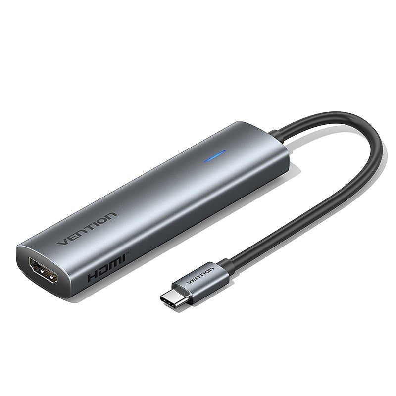 Vention USB-C to HDMI™/USB 3.0*3/PD Docking Station 0.15M Gray Aluminum Alloy Type