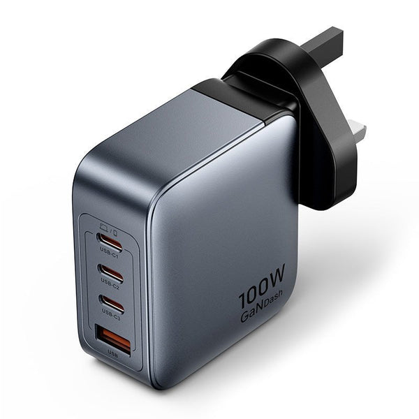 Vention 4-Port USB (C + C + C + A) GaN Charger (100W/100W/30W/30W) UK-Plug Gray