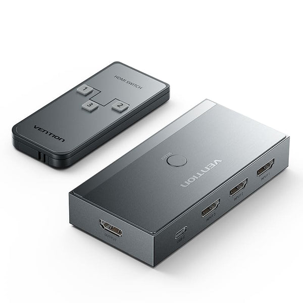 Vention 3 In 1 Out 8K HDMI™ Switcher Gray Aluminium Alloy Type