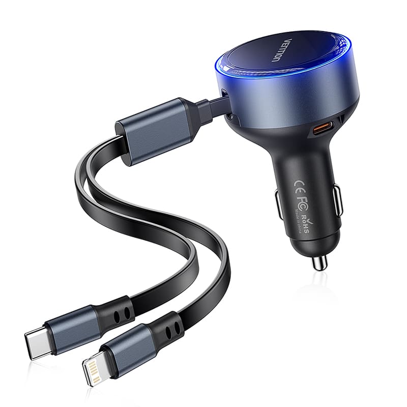 Vention Car Charger with Built-In Cable