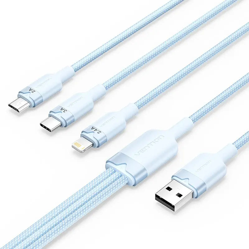 Vention USB 2.0 A Male to 3-in-1 USB-C & Lightning & Micro-B Male 3A Cable Aluminum Alloy Type