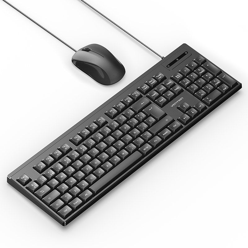 Vention USB Wired Full-Sized Silent Keyboard and Mouse Combo Black Slim Type - Spanish Layout