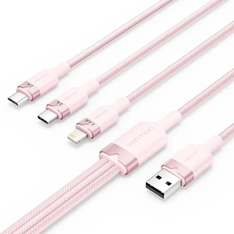 Vention USB 2.0 A Male to 3-in-1 USB-C & Lightning & Micro-B Male 3A Cable Aluminum Alloy Type