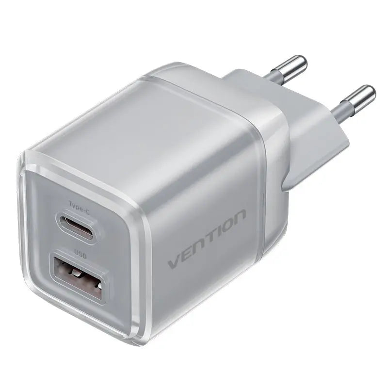 Vention 2-Port USB (C + A) GaN Charger (30W/30W) EU-Plug