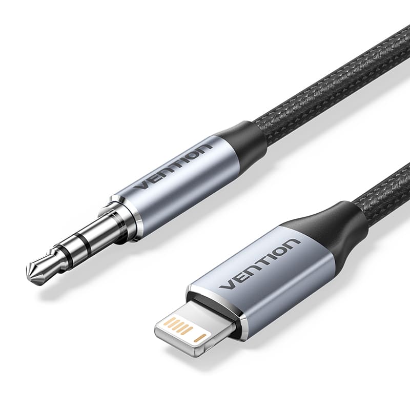 Vention Cotton Braided Lightning Male to 3.5MM Male Cable  Aluminum Alloy Type
