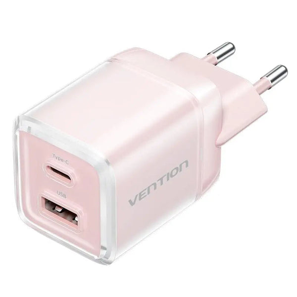Vention 2-Port USB (C + A) GaN Charger (30W/30W) EU-Plug