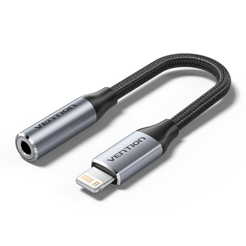 Vention Cotton Braided Lightning Male to 3.5MM Earphone Jack Adapter Aluminum Alloy Type