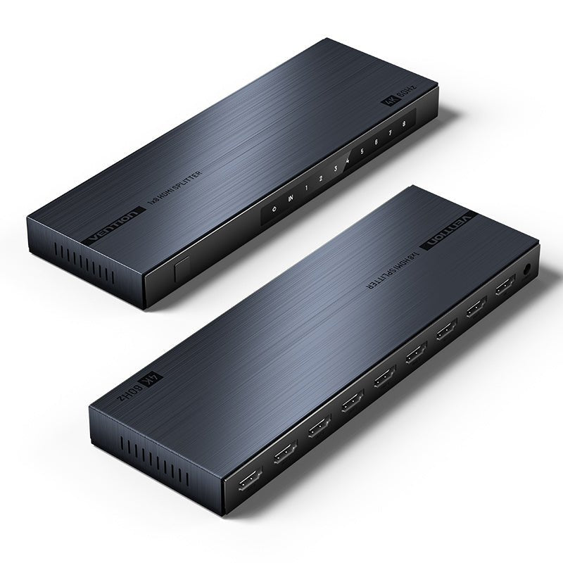 Vention 1-In & 8-Out HDMI™ Splitter 4K@60Hz Black Aluminum Alloy Type EU Standard