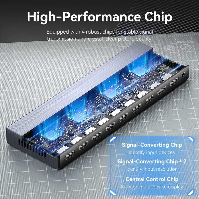 Vention 4K 1x8 HDMI™ Splitter Black Aluminum Alloy Type EU Standard