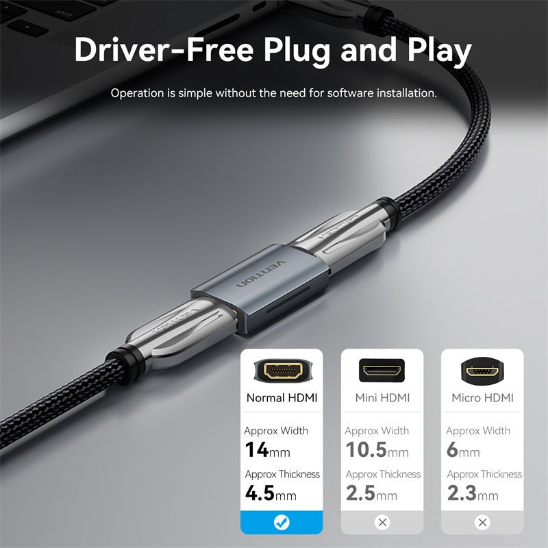 Vention HDMI™ Female to Female Repeater Gray Aluminum Alloy Type