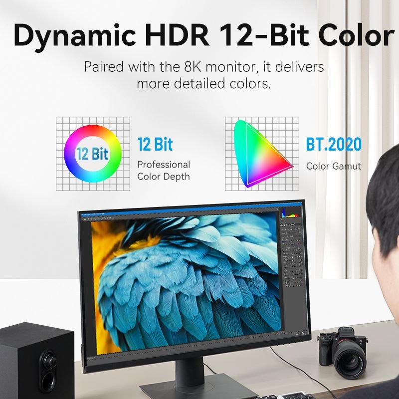 Vention HDMI™ Male to Female 8K Adapter Gray Aluminum Alloy Type