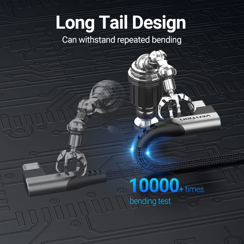 USB 2.0 A Male to Micro-B Male Right Angle 3A Cable 0.25/0.5/1/1.5/2/3M Gray Aluminum Alloy Type
