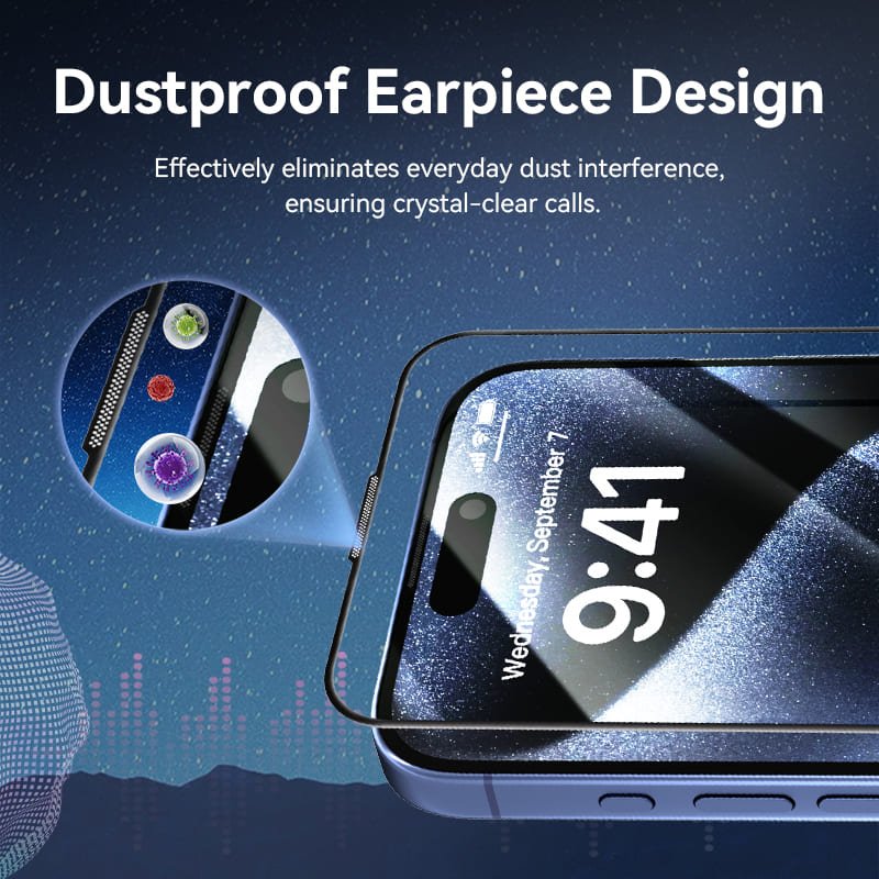 Vention HD Tempered Glass Screen Protector for iPhone 15 with Dust-Free Installation Tool