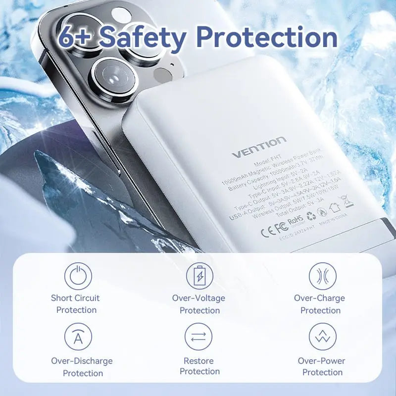 Vention 10000mAh Magnetic Wireless Power Bank 22.5W