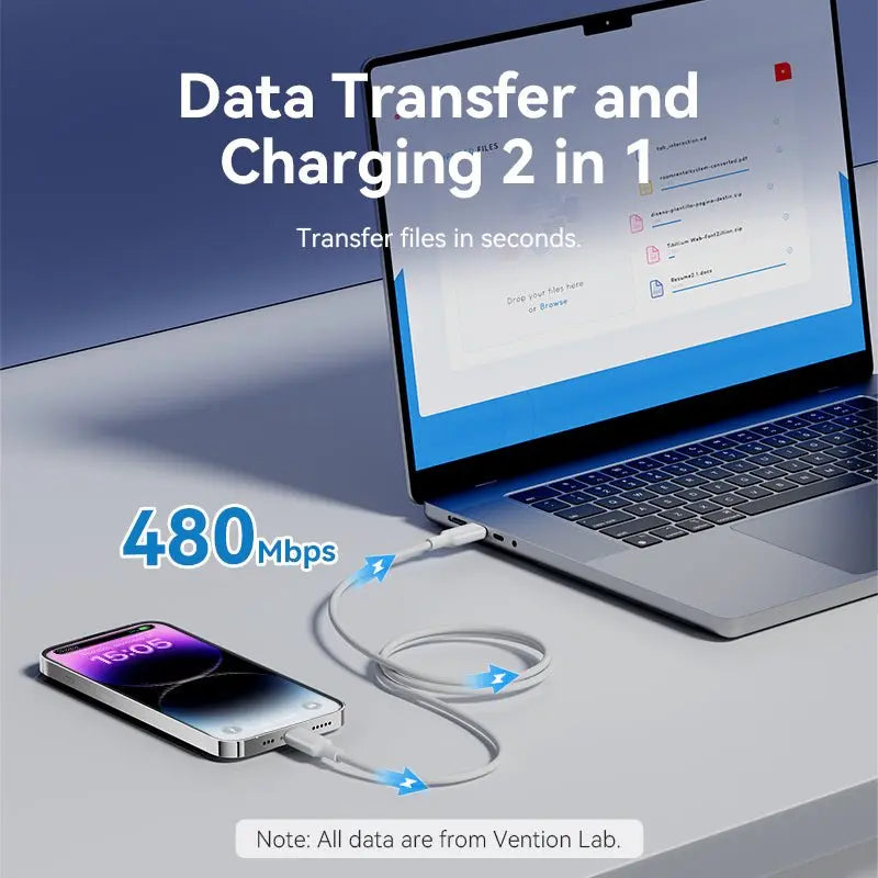 Vention USB 2.0 Type-C Male to Lightning Male 3A Cable PVC Type