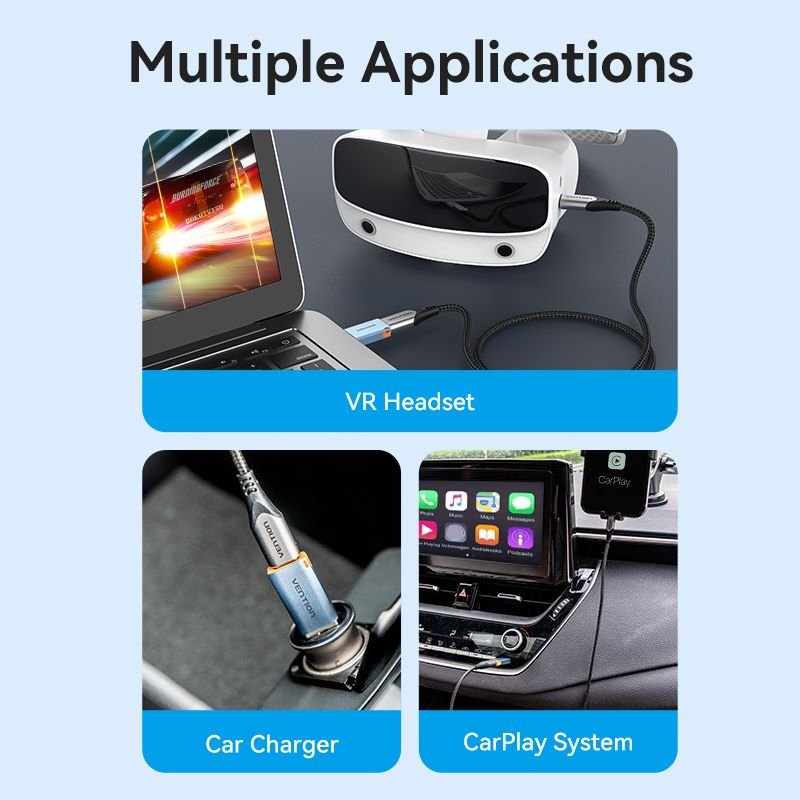Vention USB 3.1 Type-A Male to USB-C Female Adapter with Lanyard Gray Aluminum Alloy Type