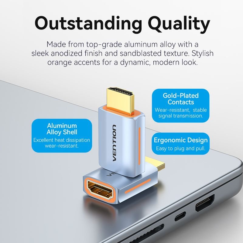 Vention HDMI™ Male to Female 8K Adapter Gray Aluminum Alloy Type