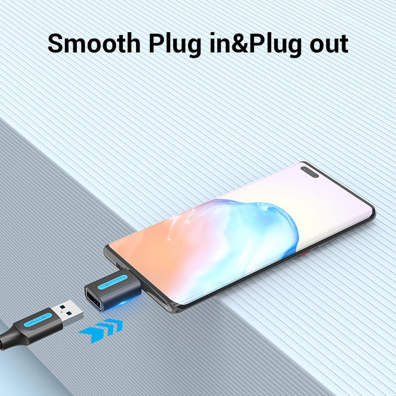 Vention USB-C Male to USB 2.0 Female OTG Adapter Black PVC Type