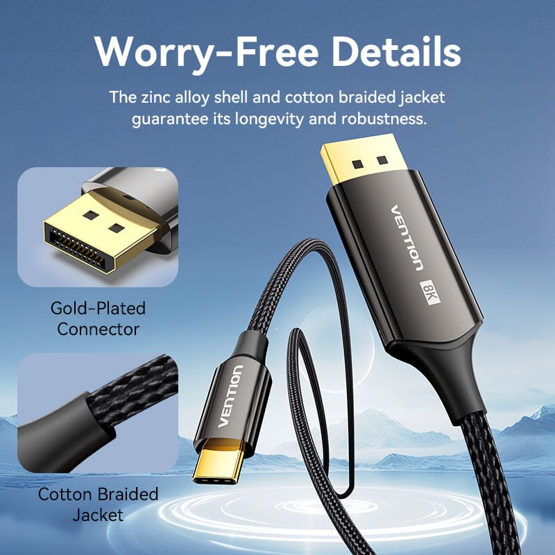 Vention 8K Bi-Directional USB-C to DisplayPort Cable
