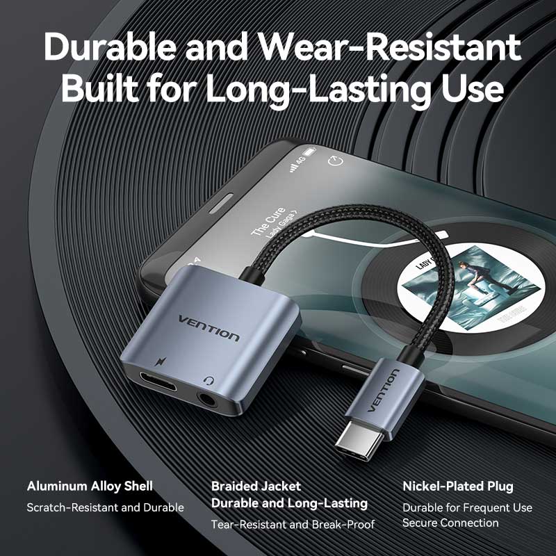 Vention USB-C Male to 3.5mm Female Audio Adapter with Fast Charging Port