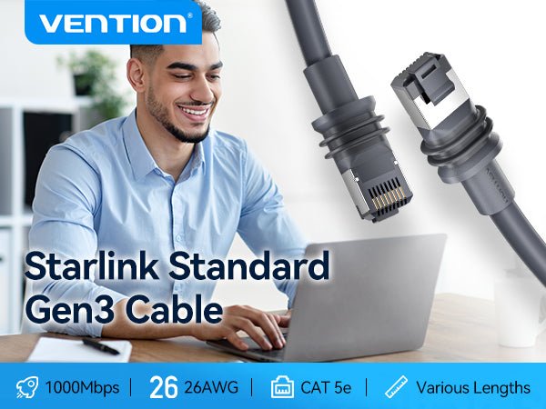 Vention Starlink Generation 3 Ethernet Patch Cable 30M Gray