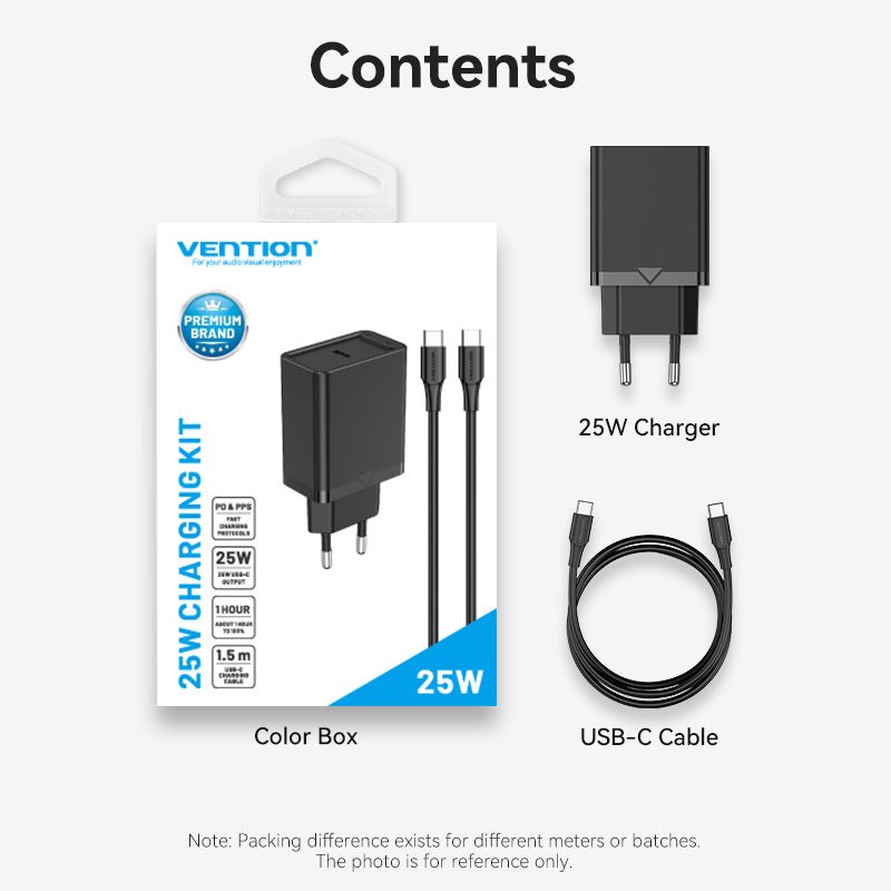 Vention 1-Port USB-C Wall Charger 25W EU-Plug