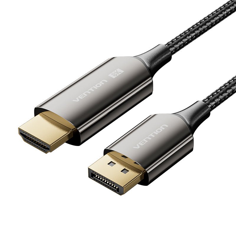 Vention Cotton Braided 8K DisplayPort Male to HDMI™ Male Cable 1.8M Black Zinc Alloy Type
