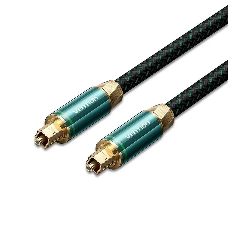Vention Cotton Braided Optical Fiber Audio Cable 1/1.5/2/3/5/10M Green Copper Type