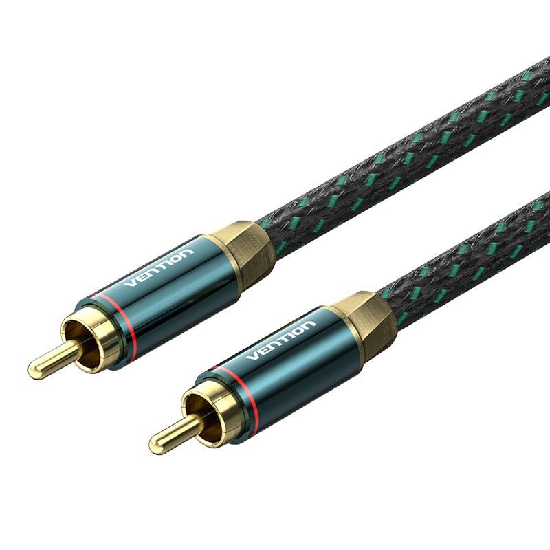 Vention Cotton Braided RCA Male to Male Coaxial Audio Cable 0.5/1/1.5/2/3/5/8/10M Green Copper Type