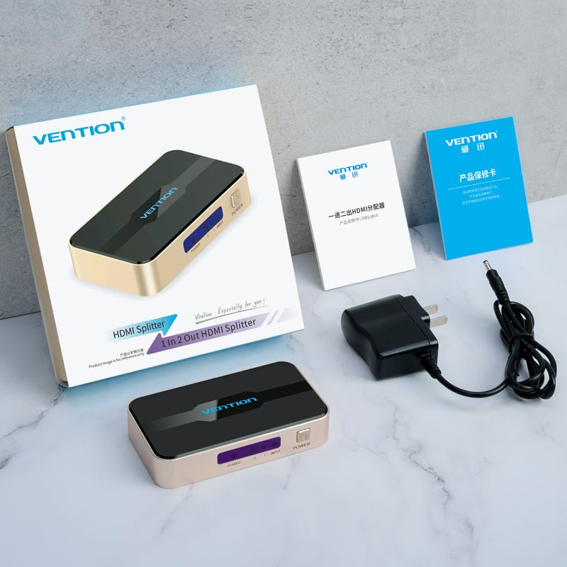 Vention 1 In 2 Out HDMI Splitter 4K@30Hz Gold Aluminum Alloy Type