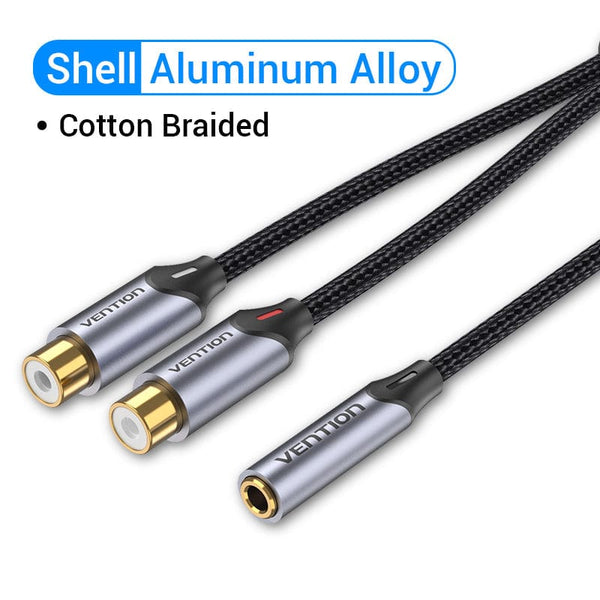 Vention RCA Cable 3.5 Jack to 2 RCA Splitter Female to Female Jack 3.5 mm RCA Connecter for Amplifiers Speaker Tablet AUX Cable