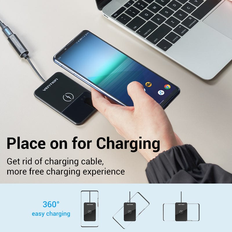 Vention Wireless Charger 15W Ultra-thin Mirrored Surface Type 0.05M Black