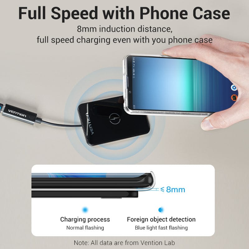 Vention Wireless Charger 15W Ultra-thin Mirrored Surface Type 0.05M Black