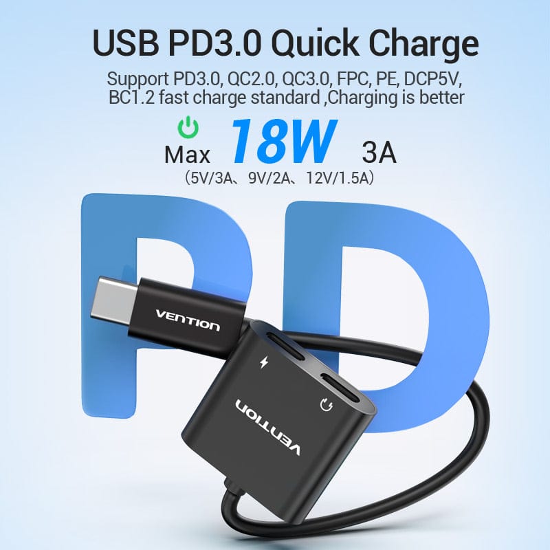 2 in 1 USB C to Dual Digital Type C HeadPhone Adapter