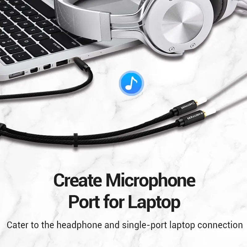 Vention 3.5mm Audio Splitter Extension Cable Jack 3.5mm 1 Male to 2 Female Mic Y Splitter for Laptop Headphone Aux Cable Adapter